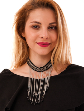Choker Cu Lant Si Pietricele Daily Negre