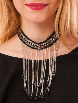 Choker Cu Lant Si Pietricele Daily Negre