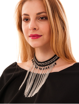 Choker Cu Lant Si Pietricele Mici Daily Negre