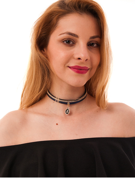 Choker Cu Piatra Mare Deeply Albastru