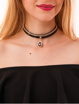 Choker Cu Piatra Mare Deeply Negru