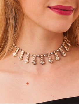 Choker Metalic In Forma De Lacrima Cu Piatra Dream Auriu