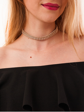 Choker Metalic Cu Pietricele Si Aplicatii Dream Auriu