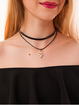 Choker Cu Pandantiv Cu Piatra Evening Negru Si Auriu