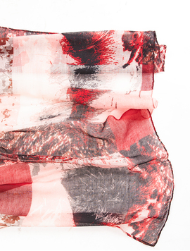 Esarfa Din Panza Cu Model Abstract Happy Grena Si Roz
