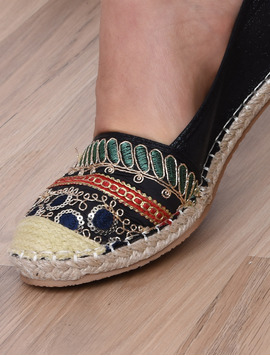 Espadrile Dama Cu Strasuri Spring Negre
