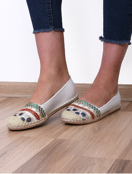 Espadrile Dama Cu Strasuri Spring Albe