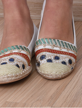 Espadrile Dama Cu Strasuri Spring Albe
