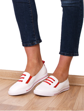 Espadrile Dama Cu Siret Decorativ Message Alb Si Rosu