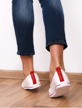 Espadrile Dama Cu Siret Decorativ Message Alb Si Rosu