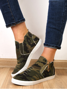 Espadrile Dama Cu Fermoar Army Kaki Si Verde