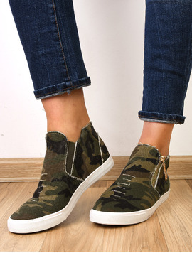 Espadrile Dama Cu Fermoar Army Kaki Si Verde