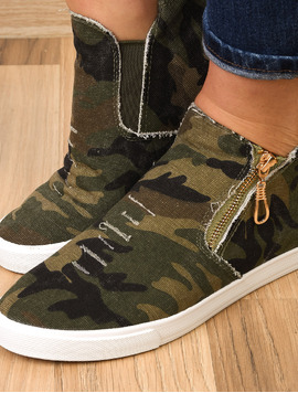 Espadrile Dama Cu Fermoar Army Kaki Si Verde