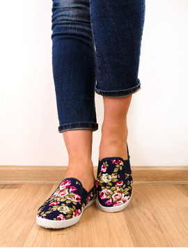 Espadrile Dama Cu Imprimeu Floral Travel Bleumarin