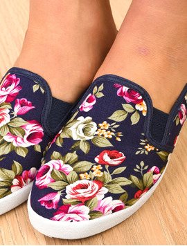 Espadrile Dama Cu Imprimeu Floral Travel Bleumarin