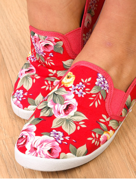 Espadrile Dama Cu Imprimeu Floral Travel Fucsia