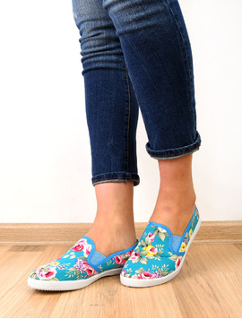 Espadrile Dama Cu Imprimeu Floral Travel Albastre