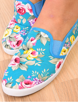 Espadrile Dama Cu Imprimeu Floral Travel Albastre