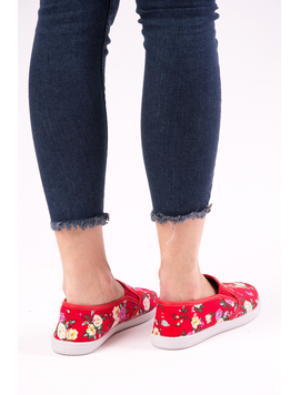 Espadrile Dama Cu Imprimeu Floral Lord Rosii