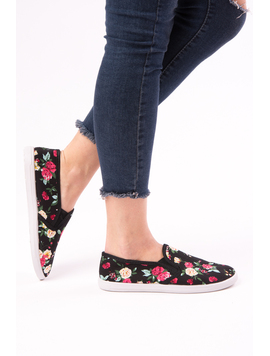 Espadrile Dama Cu Imprimeu Floral Lord Negre