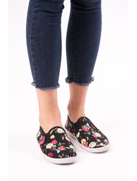 Espadrile Dama Cu Imprimeu Floral Lord Negre