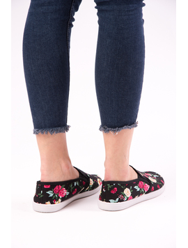 Espadrile Dama Cu Imprimeu Floral Lord Negre
