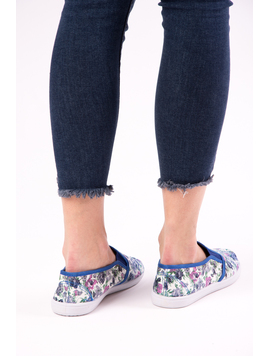 Espadrile Dama Cu Imprimeu Floral Loyal Alb Si Albastru