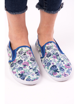Espadrile Dama Cu Imprimeu Floral Loyal Alb Si Albastru
