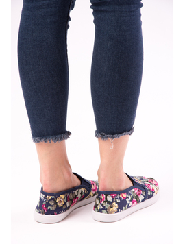 Espadrile Dama Cu Imprimeu Floral Loyal Bleumarin Si Roz