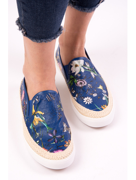 Espadrile Dama Cu Imprimeu Floral One Another Bleumarin