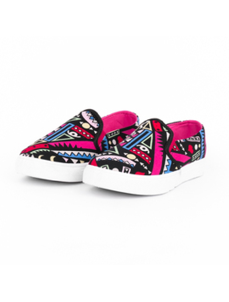 Espadrile Dama Cu Imprimeu Rainbow Fucsia