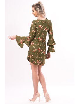Rochie Dama SpringBellFlower Verde Rosu Si Alb