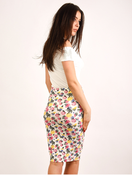 Fusta Mulata Cu Imprimeu Floral Tonight Alba