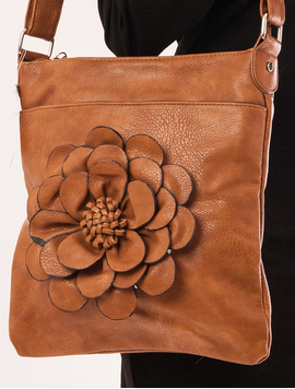 Geanta Dama Cu Accesorizata Cu Floare Abstract Bej
