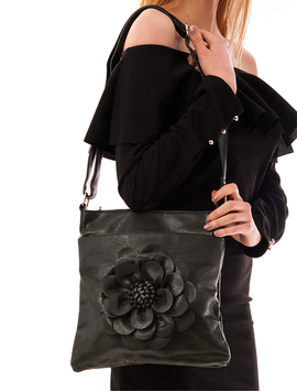 Geanta Dama Cu Accesorizata Cu Floare Abstract Verde Inchis