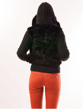 Jacheta Dama Tricotata Cu Blanita Single Neagra