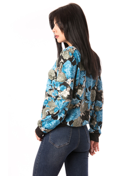 Jacheta Dama Cu Imprimeu Floral April Albastra