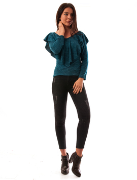 Jeans Dama Cu Rupturi Fine Confidence Negri