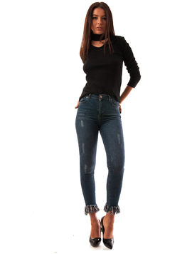 Jeans Dama Cu Franjuri Confidence Albastri