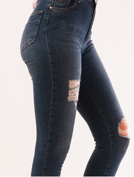 Jeans Dama Cu Rupturi Si Franjuri Reaction Albastru Inchis