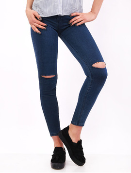 Jeans Dama Cu Talie Inalta Build Bleumarin Deschis