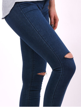 Jeans Dama Cu Talie Inalta Build Bleumarin Deschis