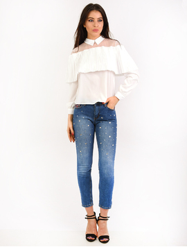 Jeans Dama Cu Strasuri Diamond Albastri