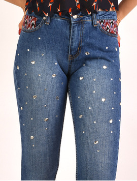 Jeans Dama Cu Strasuri Diamond Albastri