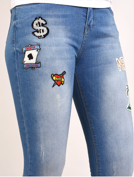 Jeans Dama Skinny Cu Aplicatii Decorative Confident Albastri