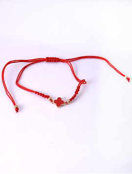 Martisor Bratara Reglabila Cu Pandantiv Floare Impact Rosu