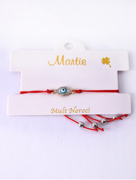 Martisor Bratara Reglabila Cu Pandantiv Ochi Cu Strasuri Albastru