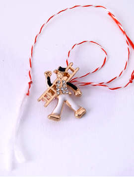 Martisor Brosa Corsar Cu Strasuri Brilliant Alb