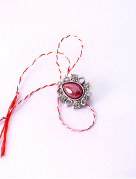 Martisor Brosa Floare Cu Piatra Glow Rosu