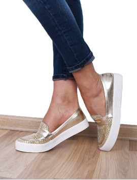 Mocasini Dama Cu Model Impletit Explore Aurii